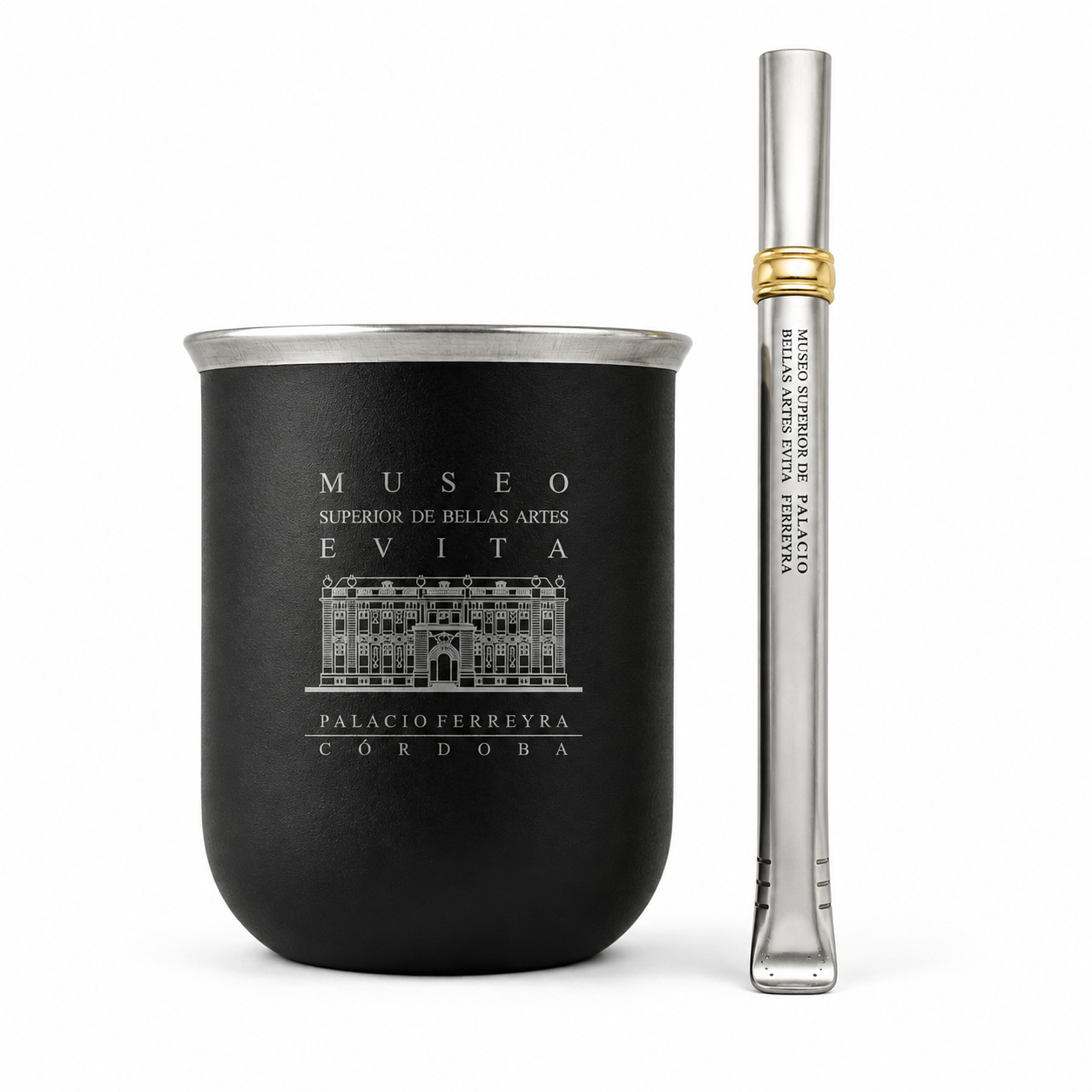 Mate de acero con Bombilla MUSEO "EVITA" PALACIO FERREYRA - 2025 - AGENCIA CORDOBA CULTURA