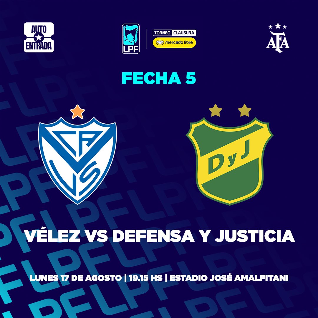 Vélez Sarsfield vs. Defensa y Justicia - Torneo Clausura Mercado Libre 2026 (Fecha 5)