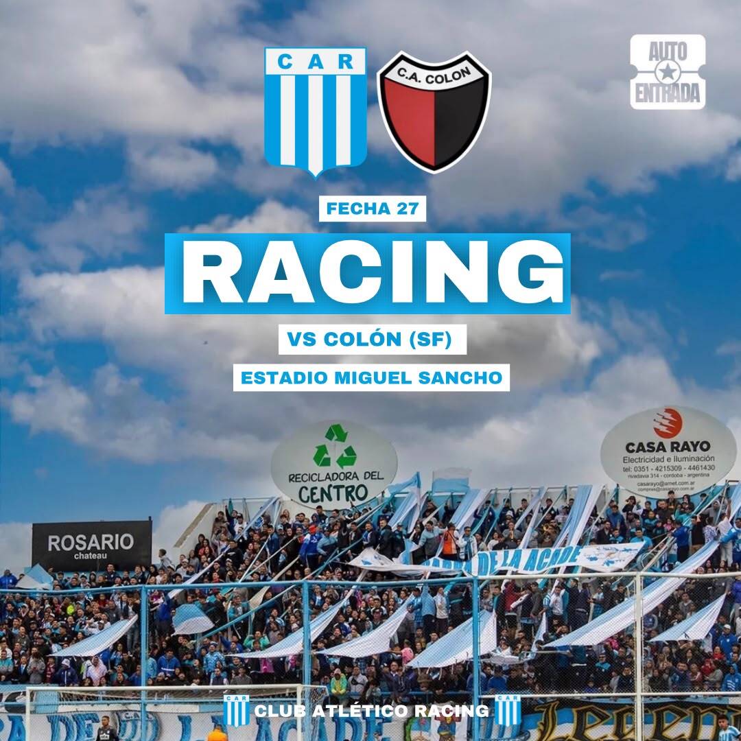 RACING DE CÓRDOBA VS CLUB ATLÉTICO COLÓN